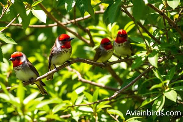 Small Birds with Red Heads